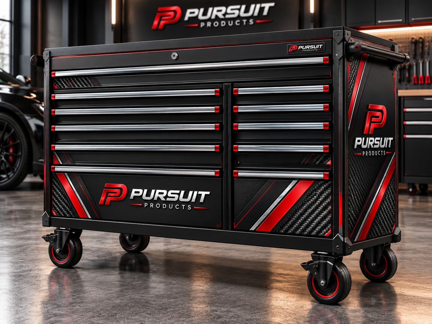 Pursuit Products tool chest in a workshop setting